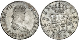 1812. Fernando VII. Catalunya (Mallorca). SF. 2 reales. (Cal. 858). 5,53 g. Punto entre los ensayadores y después de la F. Parte de brillo original. B...