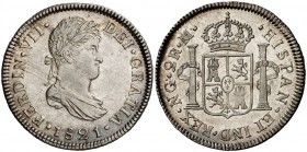 1821. Fernando VII. Guatemala. M. 2 reales. (Cal. 895). 6,74 g. Bellísima. Brillo original. Ex Colección Isabel de Trastámara 23/04/2015, nº 477. Rara...