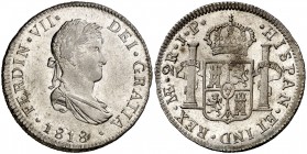 1818. Fernando VII. Lima. JP. 2 reales. (Cal. 906). 6,99 g. Muy bella. Brillo original. Ex Colección Isabel de Trastámara 23/04/2015, nº 484. Rara así...