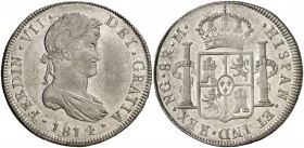 1814. Fernando VII. Guatemala. M. 8 reales. (Cal. 462). 26,94 g. Muy bella. Brillo original. Ex Áureo & Calicó Selección 2015, nº 314. Escasa así. EBC...