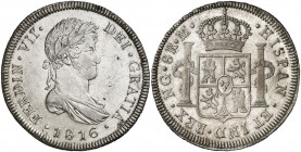 1816. Fernando VII. Guatemala. M. 8 reales. (Cal. 464). 26,96 g. Bella. Brillo original. Ex Colección Gaspar de Portolà 25/01/2018, nº 214. Ejemplar d...