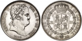1833. Fernando VII. Madrid. DG (Departamento de Grabado). 20 reales. (Cal. 518). 27,05 g. Bellísima. Muy rara y más así. S/C-.