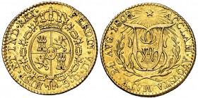 1808. Fernando VII. Madrid. Medalla de Proclamación. Módulo 1/2 escudo. (Ha. 4 var. por metal). 1,77 g. Bella. Parte de brillo original. Ejemplar de l...