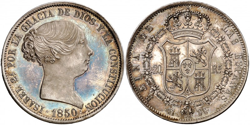 1850. Isabel II. Madrid. DG (Departamento de Grabado). 20 reales. (Cal. 169). 26...