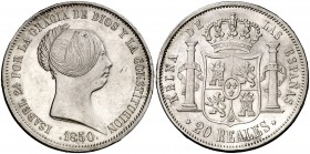 1850. Isabel II. Madrid. 20 reales. (Cal. 171). 25,99 g. Bella. Brillo original. Rara así. EBC+/S/C-.
