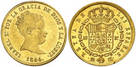 1844. Isabel II. Madrid. CL. 80 reales. (Cal. 77). 6,74 g. Mínimas rayitas. Muy bella. Brillo original. Rara así. S/C-.