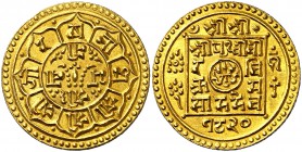 SE 1820 (1898). Nepal. Prithvi Bir Bikram. 1 tola. (Fr. 16) (Kr. 674.3). 12,37 g. AU. Bellísima. Rara así. S/C.