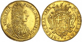 1723. Orden de Malta. Antonio Manuel de Vilhena. 4 zecchinos. (Fr. 26) (Kr. 184) (Restelli/Sammut 7). 13,71 g. AU. Muy bella. Ex Sincona 24/10/2017, n...