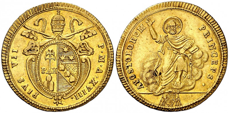 s/d (1817). Vaticano. Pío VII (Giovanni Angelo Braschi).. Roma. 1 doppia de 30 p...