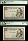 1949. 1000 pesetas. (Ed. D59) (Ed. 458). 4 de noviembre, Santillán. Pareja correlativa. Certificados por la PCGS como Gem New 66PPQ y Very Choice New ...