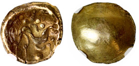 XF 4/5 3/5 | Gaul Ambiani c. 55 BC gold Stater 'Gallic Wars issue'