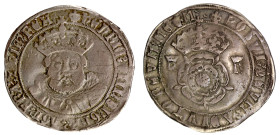 Henry VIII c. 1544-47 silver Testoon Tower mint - error legend to reverse with penultimate letter V struck over mintmark Lis