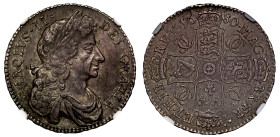 AU55 | Charles II 1680 silver SECUNDO Halfcrown
