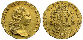 AU58 | George III 1762 gold Quarter Guinea