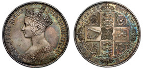 Victoria 1847 UNDECIMO silver proof 'Gothic type' Crown | AU DETAILS