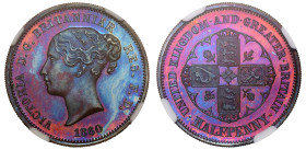 PF66 RB | Victoria 1860-dated copper pattern proof Halfpenny