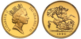 PF70 UCAM | Elizabeth II 1990 gold proof Five Pounds