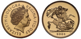 PF69 UCAM | Elizabeth II 2001 gold proof Five Pounds