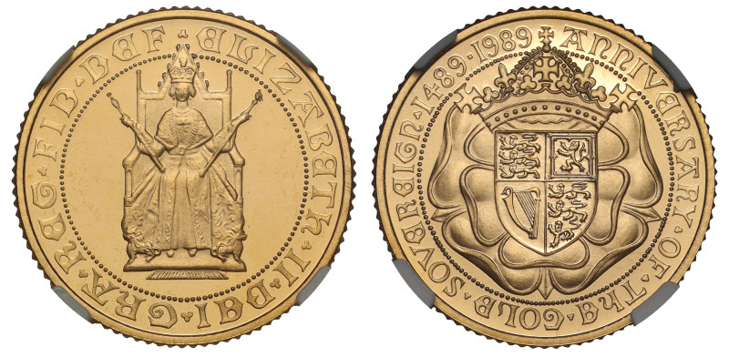 g Elizabeth II (1952-2022), gold proof Half Sovereign, 1989, struck for the 500t...