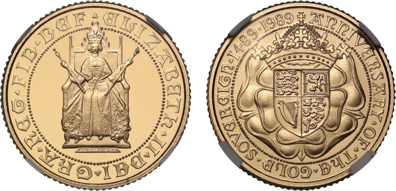 g Elizabeth II (1952-2022), gold proof Half Sovereign, 1989, struck for the 500t...