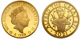 PF70 UCAM FR | Elizabeth II 2021 gold proof 5oz Alfred the Great