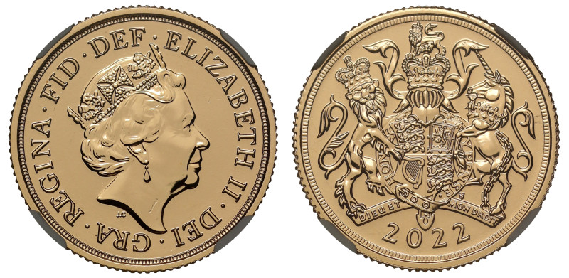 g Elizabeth II (1952-2022), gold Sovereign, 2022, Platinum Jubilee issue, crowne...