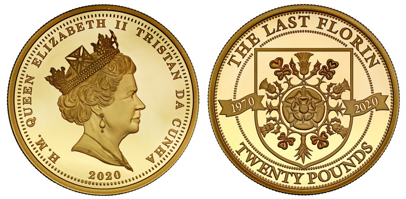 g Tristan da Cunha, Elizabeth II (1952-2022), gold proof Twenty Pounds, 2020, Pr...