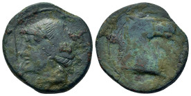 Italy. Bruttium, Carthaginian occupation, c. 215-205 BC. Æ Unit (25mm, 11.5g). Carthage or uncertain Punic mint in Bruttium. Second Punic War, c. 215-...