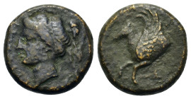 Sicily, Syracuse. Timoleon and the Third Democracy (344-317 BC). Æ (16,4mm, 4.5g). Head of female (Arethusa or Aphrodite?) left. R/ Forepart of Pegaso...