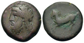Sicily, Syracuse. Timoleon and the Third Democracy (344-317 BC). Æ (26mm, 17.5g). Laureate head of Zeus Eleutherios left. R/ Free horse prancing to le...