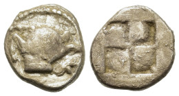 Macedon, Akanthos, c. 500-476 BC. AR Tetrobol (2.40g). Forepart of bull left, head right. R/ Quadripartite incuse square. HGC 3, 387; AMNG III, 2-10. ...