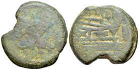 C. Papirius Turdus, Rome, 169-158. Æ As (32mm, 25.42g, 11h). Laureate head of bearded Janus. R/ Prow of galley r.; TVRD above. Crawford 193/1; RBW 826...