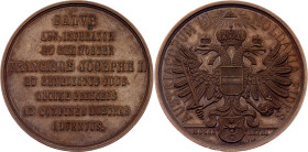 Austria Copper Medal "In Memory of the Visit of the Imperial Couple to Moldavia" 1868 MDCCCLXVIII