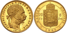 Hungary 8 Forint / 20 Francs 1889 KB