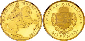Hungary 40 Pengo 1935 BP UP Restrike NGC PF66 ULTRA CAMEO