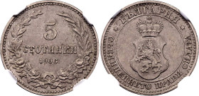 Bulgaria 5 Stotinki 1906 NGC AU58