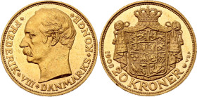 Denmark 20 Kroner 1908 VBP GJ