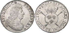 France 1 Ecu 1701 A Overstrike