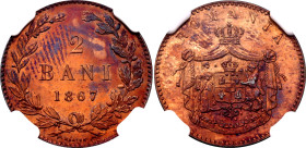 Romania 2 Bani 1867 HEATON NGC MS65 RB