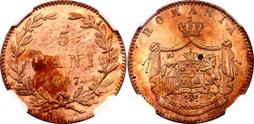 Romania 5 Bani 1867 HEATON NGC MS65 RD
