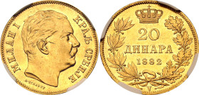 Serbia 20 Dinara 1882 V NGC MS62