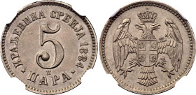 Serbia 5 Para 1884 H NGC MS63