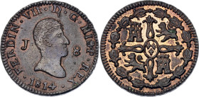 Spain 8 Maravedis 1814 J