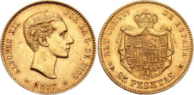 Spain 25 Pesetas 1877 (*1877) DEM