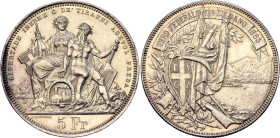 Switzerland 5 Francs 1883 Lugano Shooting Festival