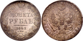 Russia 1 Rouble 1842 СПБ АЧ PCGS AU58