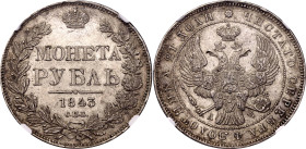 Russia 1 Rouble 1843 СПБ АЧ NGC MS62
