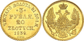 Russia - Poland 3 Roubles - 20 Zlotych 1839 СПБ АЧ R