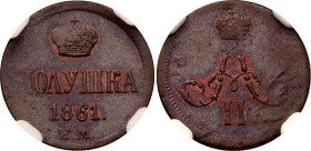 Russia Polushka 1861 EM NGC MS62 BN