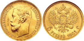 Russia 5 Roubles 1901 ФЗ NGC MS64